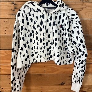 Champion Black and White Patterned Cropped Womens Large Hoodie